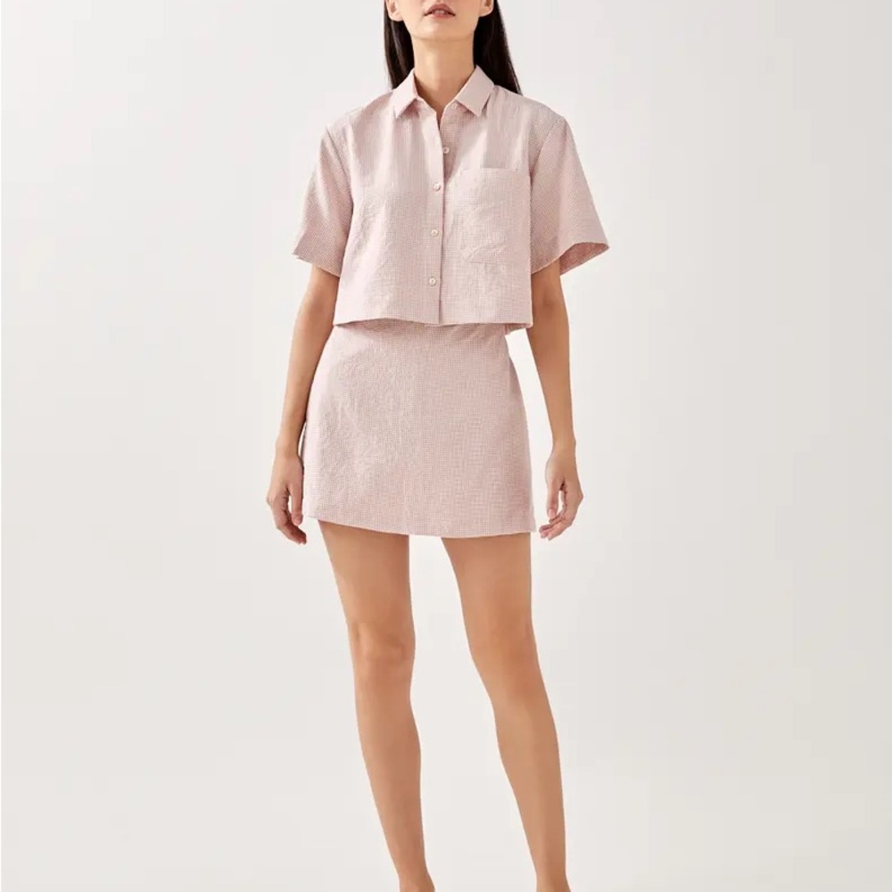 Love Bonito Adella Gingham Boxy Crop Top and Skort (SET) Size Small